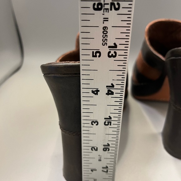 Frye Boots Goldie Mule Womens 8M Brown Leather Platform Heels Shoes Retro Y2K - Picture 8 of 12